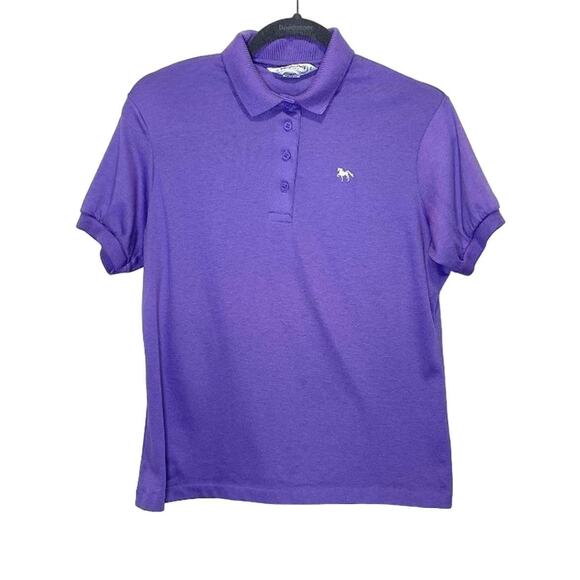 Vintage Chesterfield Purple Short Sleeve Polo Top 80s Academia Preppy Golf L - Picture 1 of 8